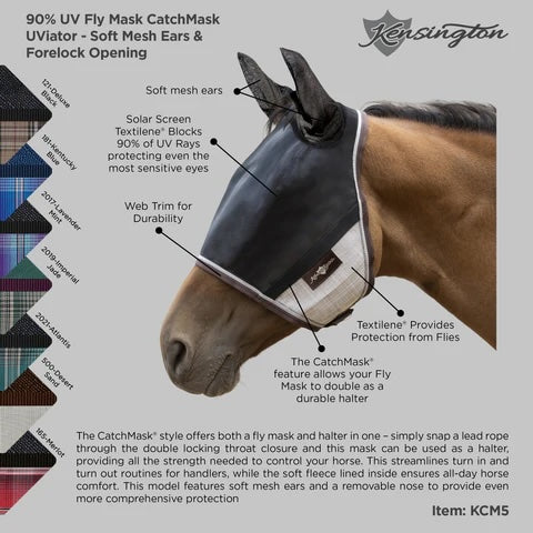 Kensington UViator 90% UV-protective catch fly mask with ears