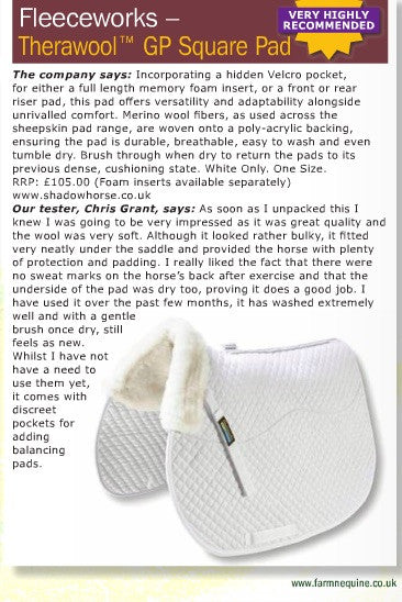 Fleeceworks Therawool half-lined shimmable GP pad