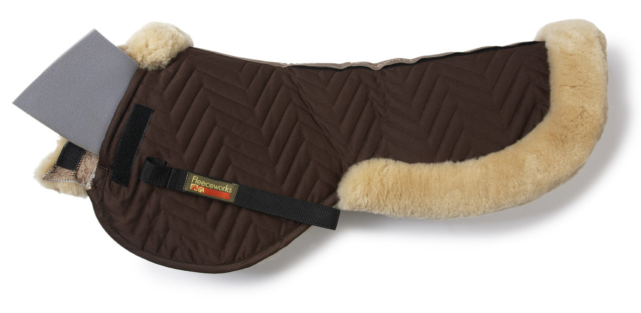 Fleeceworks Merino sheepskin Perfect Balance shimmable half pad with memory foam front inserts