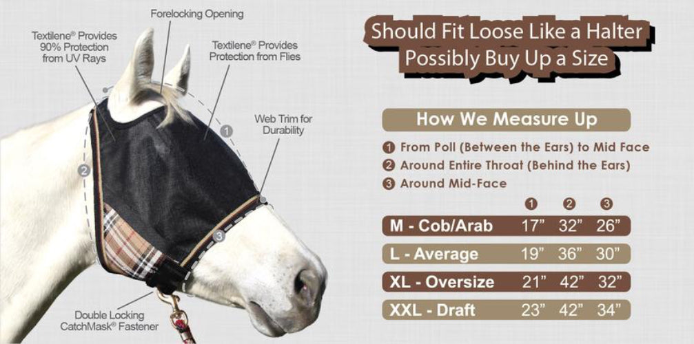 Kensington UViator 90% UV-protective catch fly mask with no nose or ears