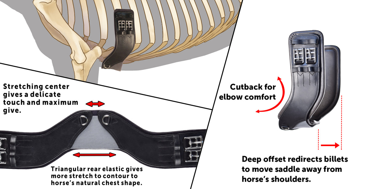 Total Saddle Fit Stretchtec dressage / short Shoulder Relief Girth