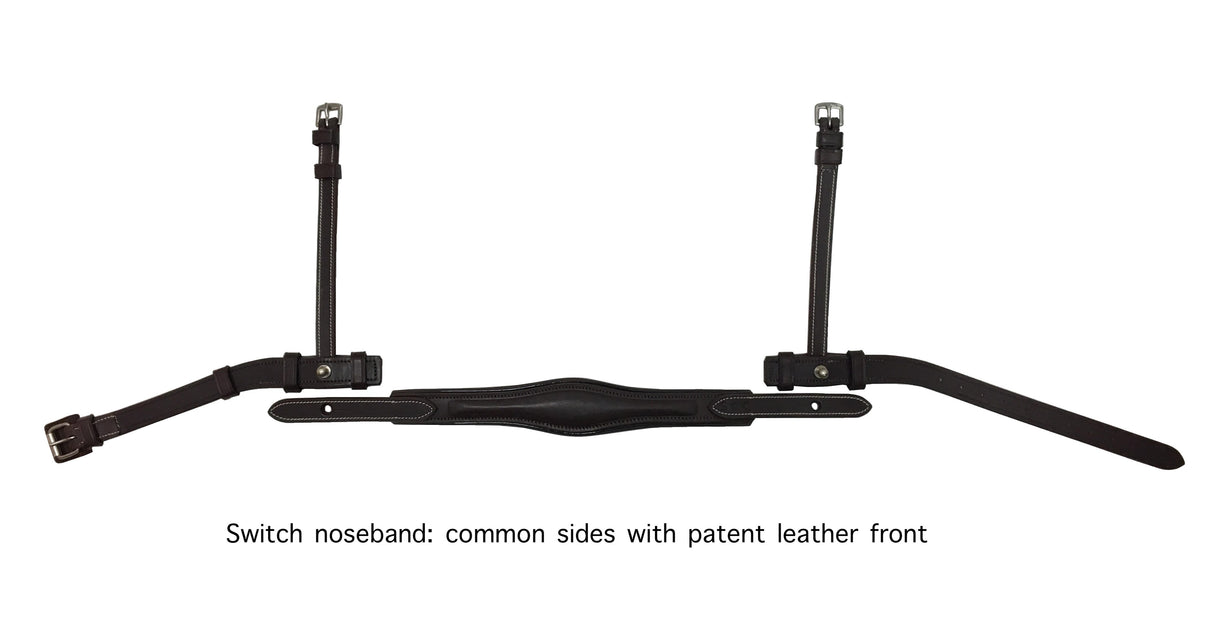 Silver Crown "Switch" noseband with patent leather cavesson