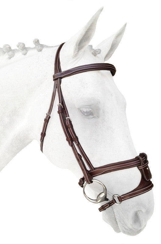 Silver Crown adjustable x-nose noseband in nut w/white