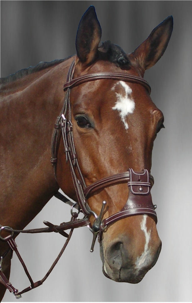 Silver Crown adjustable x-nose noseband in nut w/white